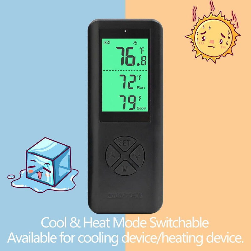 [Australia - AusPower] - DIGITEN Temperature Controller Wireless Thermostat Outlet Greenhouse Thermostat Wine Cooler Plug-in Temperature Controller Reptile Temperature Control Outlet Remote Control Tempreature Build-in Sensor 2. Black 