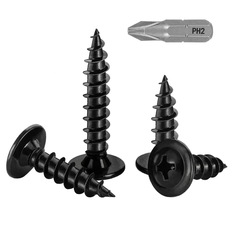 [Australia - AusPower] - #10 x 1 Black Truss Head Wood Screws Fast Self Tapping Wafer Head, Alloy Steel, 100 PCS #10 x 1" 