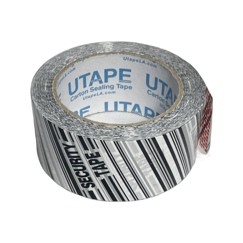 Security Tamper Proof Tape 2 Inch x 110 Yards x 6 Rolls, Stop Sign Sealing Tape Pre Printed, for Moving Boxes & Moving Supplies, Heavy Duty Shipping Packing Tape in White & Black 2 Inches x 110 Yards