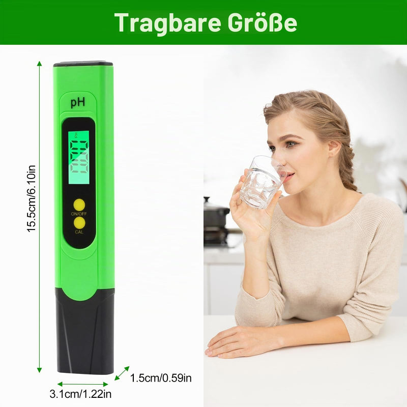 PH Meter Digital, 0-14 pH Measuring Range, 0.01 High Accuracy, Aideepen pH Water Tester with LCD Backlight for Water, Aquarium, Spa, Pool, with Calibration Powder (Green) PH meter (green)