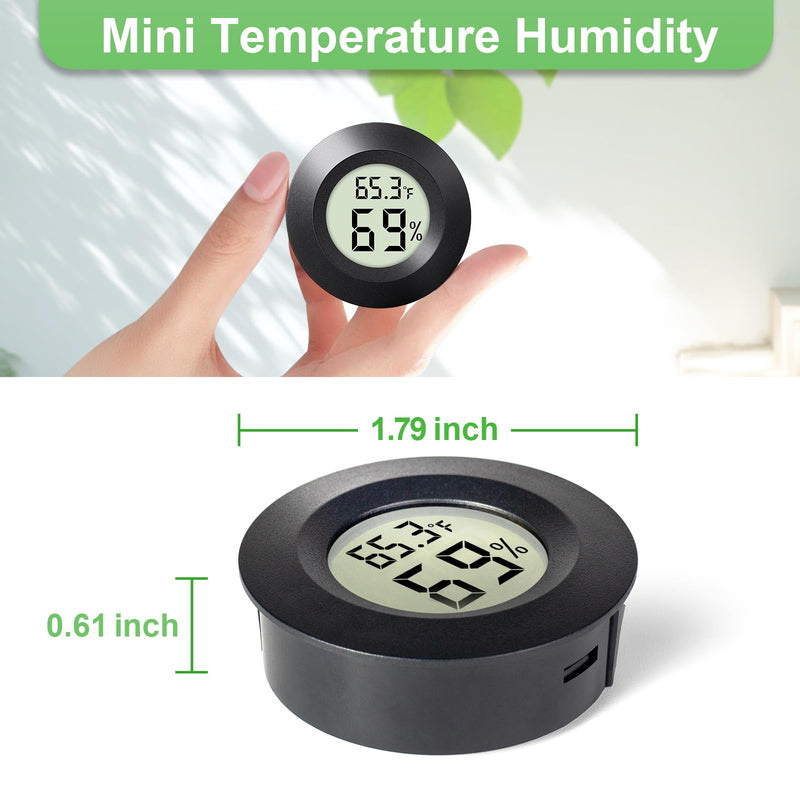 [Australia - AusPower] - 4-Pack Mini Hygrometer Thermometer Indoor Outdoor Round Humidity Meter, Small Digital LCD Monitor Thermometer Temperature Gauge Humidity Sensor (℉) or (℃) for Reptile Thermostat, Jars 4 Pcs 