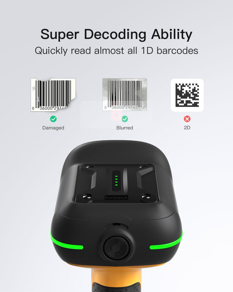 Inateck Industrial Barcode Scanner Bluetooth, 1D Scanner Wireless with IP67 Waterproof and Dustproof, Handscanner with App & SDK，BCST-61 1D IP67