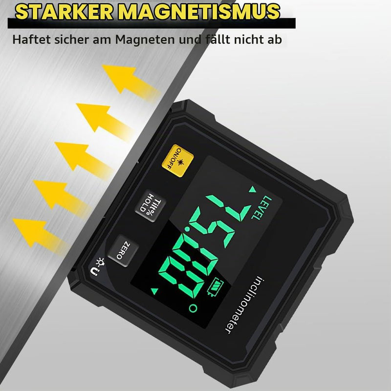 Digital Protractor Magnetic 4-Sided Magnetic Digital Protractor with Laser IP54 Waterproof Digital Spirit Level with LCD Display for Woodworking, Construction, Decoration (Red Light) Red Light