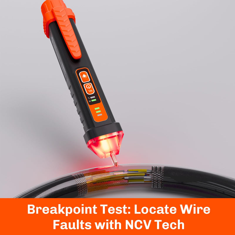 [Australia - AusPower] - Non Contact Voltage Tester Pen, Electrical Tester Pen, AC 12/48-1000V Dual Sensitivity, Live/Neutral Wire Detector with LED Flashlight & Audible Alarm, Safety Certified, Breakpoint Finder 