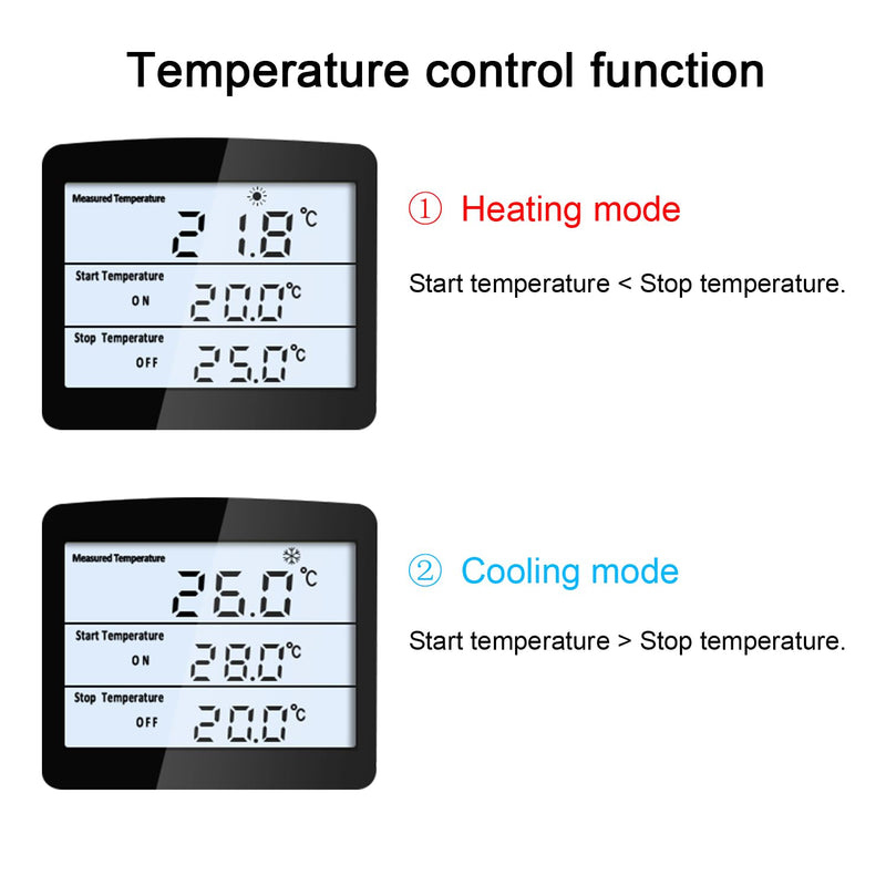 [Australia - AusPower] - KT3100BL Digital Temperature Controller Outlet Socket VA LCD Display Plug in Thermostat 15A 120V Output with Blue Backlight 3m Temperature Sensor KT3100BL Blue backlight 