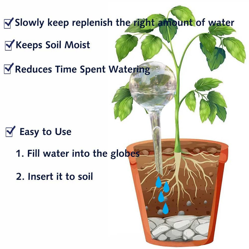 [Australia - AusPower] - 10pcs Plant Watering Devices, Planter Self Watering Globes for Home Potting, Plastic Garden Flower Plant Watering Spikes Automatic Plant Waterer System Set Suit for All Indoor Outdoor Plant B.clear 
