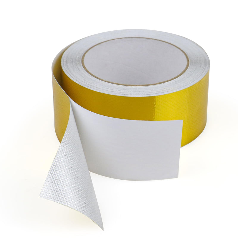 BOMEI PACK Adhesive Gold Aluminum Foil Heat Shield Tape Barrier 2inch x 66ft, Fiberglass Thermal Insulation Reflective Material High Temp Protection,1 Pack