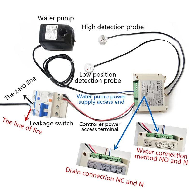 [Australia - AusPower] - Automatic Water Level Controller Automatic Water Pump Controller for Overhead Tank with Two Non Contact Liquid Level Sensors Water Tank Automatic Filling System 