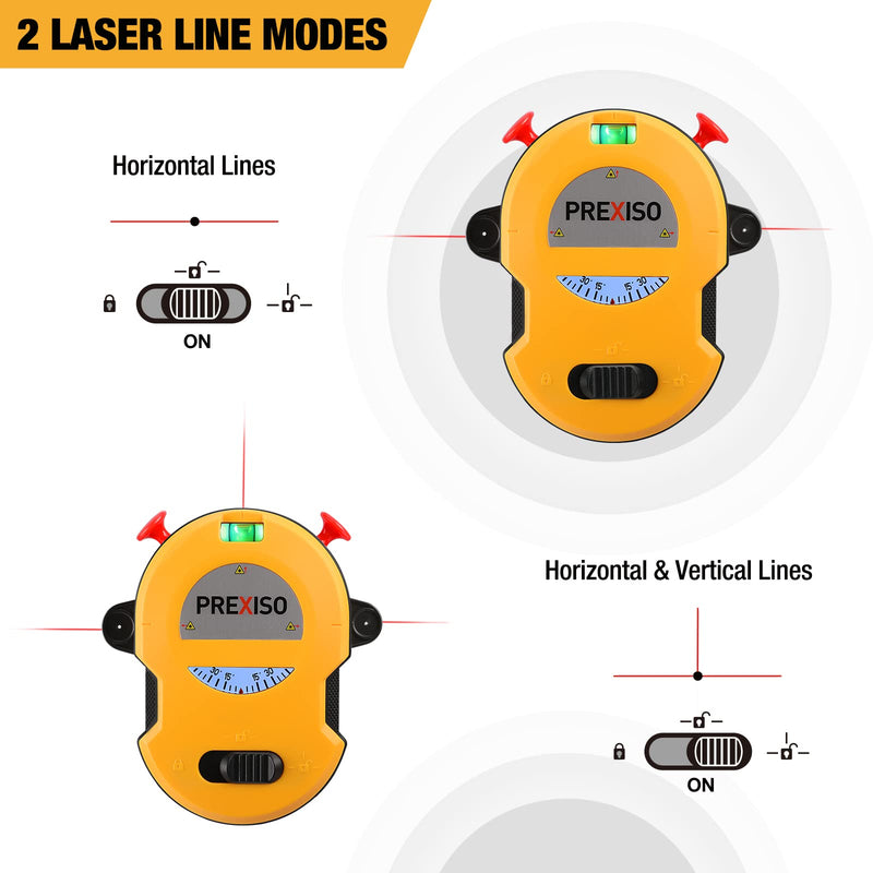 [Australia - AusPower] - PREXISO 7-in-1 Digital Wood Moisture Meter & PREXISO Multi Surface Laser Level LED Light Vial, 30Ft Horizontal and Vertical Line Laser 