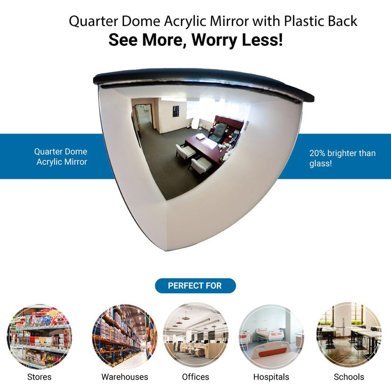[Australia - AusPower] - 18” Acrylic Quarter Dome Mirror with Plastic Back, Round Indoor Security Mirror for Driveway Safety Spots, Outdoor Warehouse Side View, Circular Wall Mirror for Office Use (DPB1814) 18" Acrlic Quarter Dome 