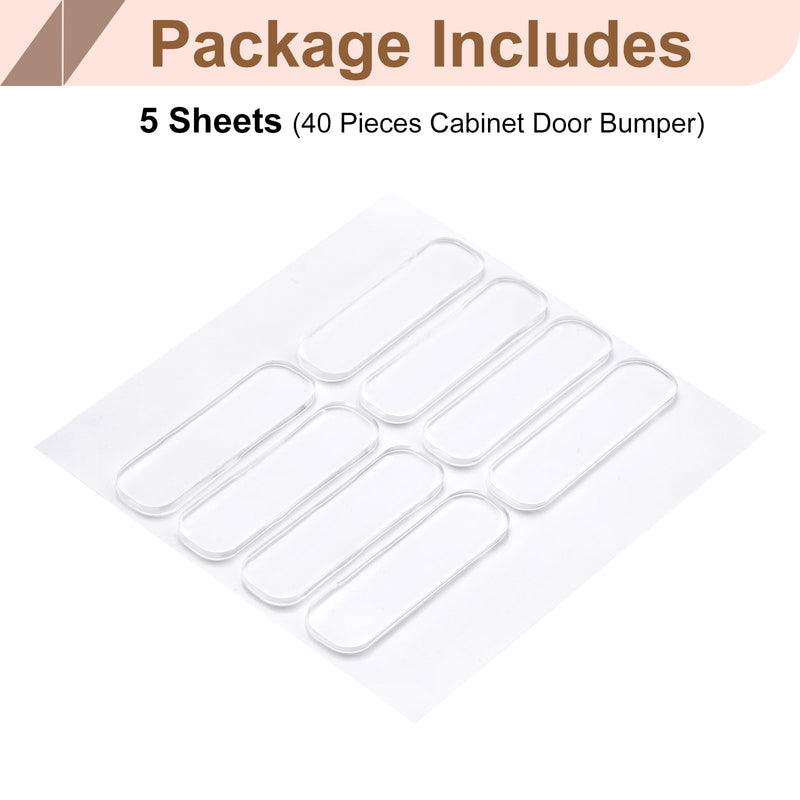 uxcell 40Pcs Cabinet Door Bumper, Quiet Clear Door Slam Stopper - Rubber Soft Close Bumpers Self Adhesive Rubber Bumpers - 1.38 x 0.39 x 0.08 Inch for Shower, Drawers, Toilet Lids 40