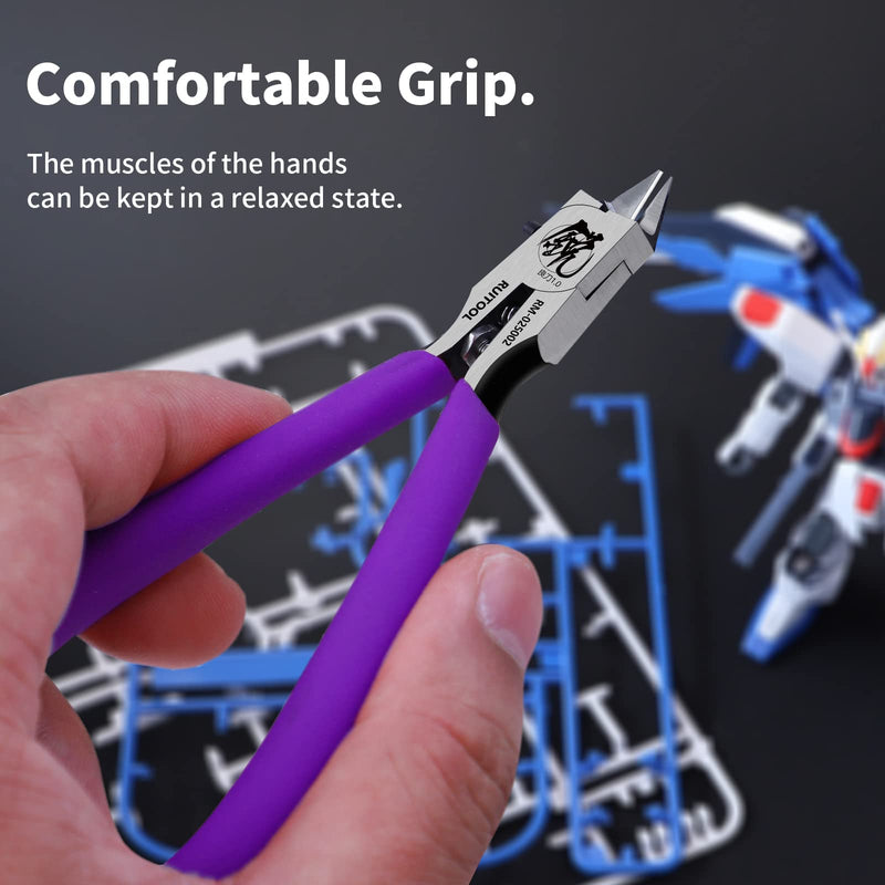 [Australia - AusPower] - RUITOOL Model Nippers,Gundam Model Tools for Beginners to Repair and Fix Plastic Models, Ultra-thin Single-edged Non-slip Grip,4.7 Inch Sharp Cutters for Gunpla Model Building RM 1.0-Purple 