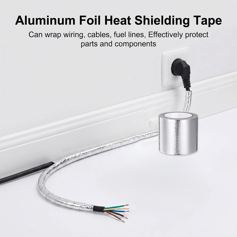 2" x 132 Ft Aluminum Foil Tape, Silver Heat Reflective Tape, 5.91 mil - Heavy Duty Heat Shield Fiberglass High Temp Tapes for HVAC, Pipe, Exhaust, Hose and Auto Use(4 Rolls)