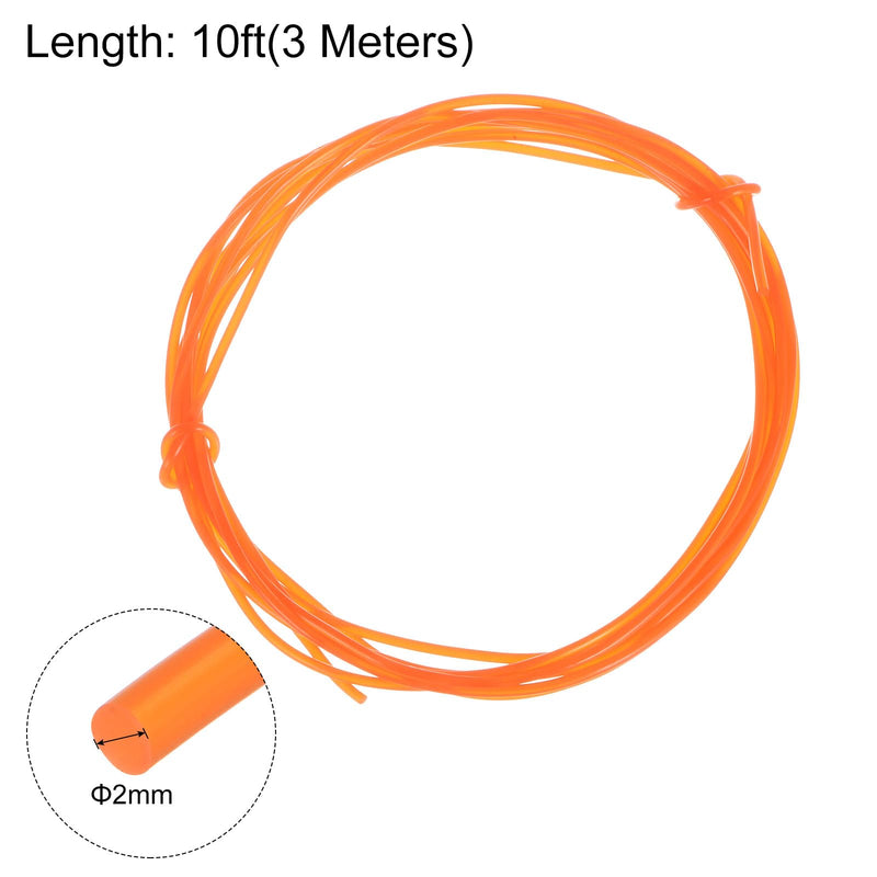 [Australia - AusPower] - Polyurethane Round Belts 2mm Dia 10ft(3 Meters) Length Smooth Surface PU Urethane Belt for Drive Transmission, Orange 2mmx3 Meters 