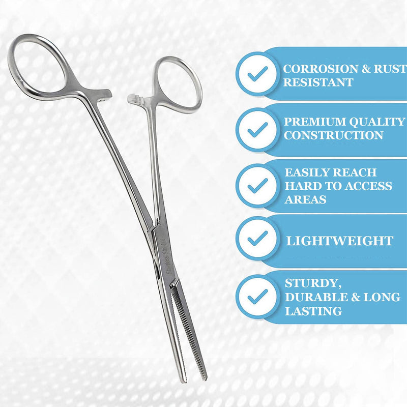 [Australia - AusPower] - Dog Pet Ear/Nose Hair Puller Grooming Hemostat Locking Forceps Pliers, 5.5" (14cm), Straight Silver 