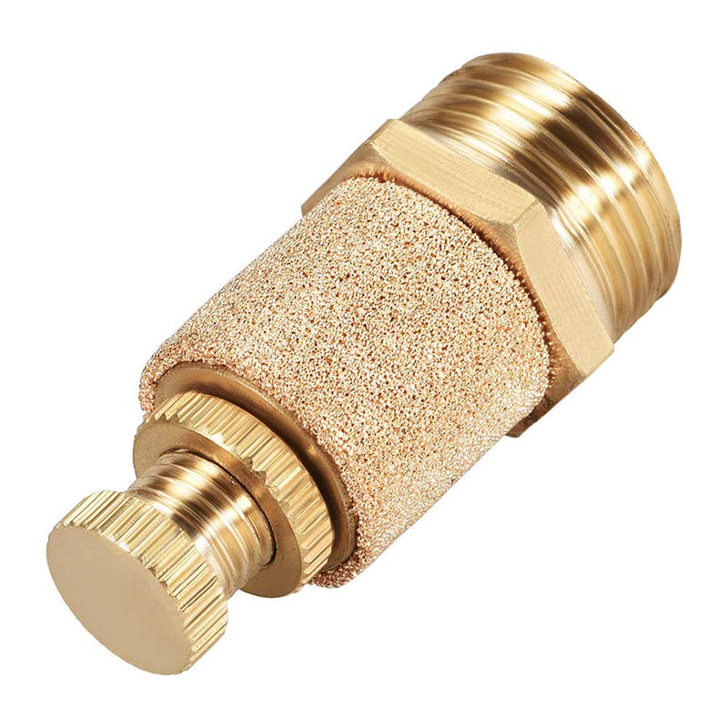 3/8 Male Thread Pneumatic Silencer Muffler Fitting, Top Adjustable Air Flow Speed Controller, Sintered Bronze Exhaust Muffler, 2Pcs