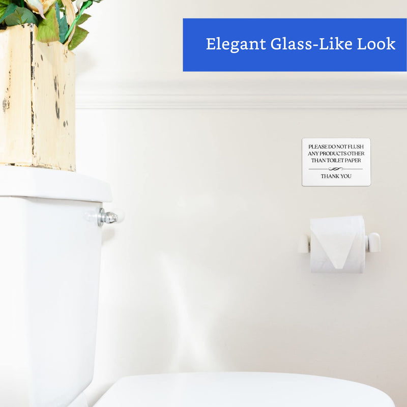[Australia - AusPower] - Do not Flush Toilet Sign (White Acrylic 5 x 3.5 in) - Do not Flush Feminine Products Sign - Bathroom Signs for Business - Restroom Sign - Airbnb Signs White (Pack of 1) 