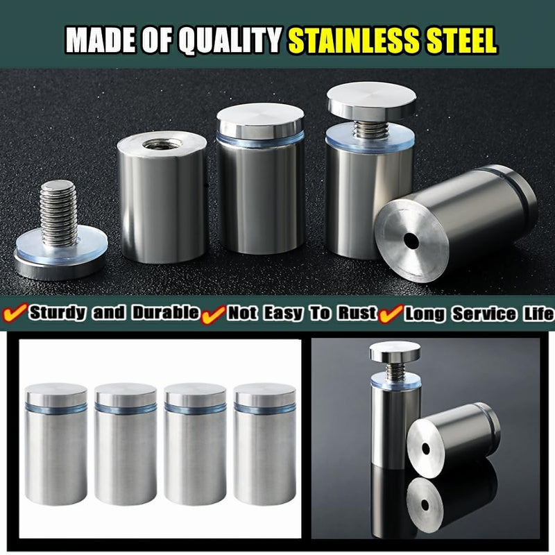 [Australia - AusPower] - Alise 1"x1.38'' Sign Standoff Screws,Wall Mount Glass Standoff Advertising Nail for Acrylic Picture Frame Glass Signs Hanging,Stainless Steel Sign Mounting Bracket Hardware,Brushed Finish,Pack of 4 Brushed Nickel 25x40mm 