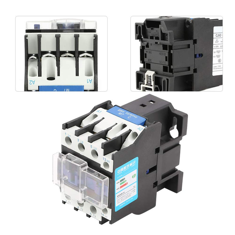 AC Contactor 220V 32A, CJX2-3210 High Sensitive Industrial Electrical Contactor AC Power Contactor, Motor Starter Relay, Electric AC Contactor for Rail Mounting