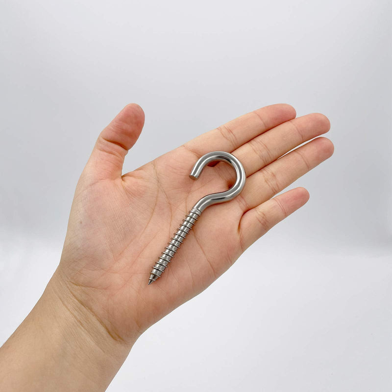[Australia - AusPower] - 3.2 Inches 304 Stainless Steel Screw Eyes 6 Pack,Heavy Duty Screw in Hooks for Hammock Stand, Indoor Ceiling&Outdoor 