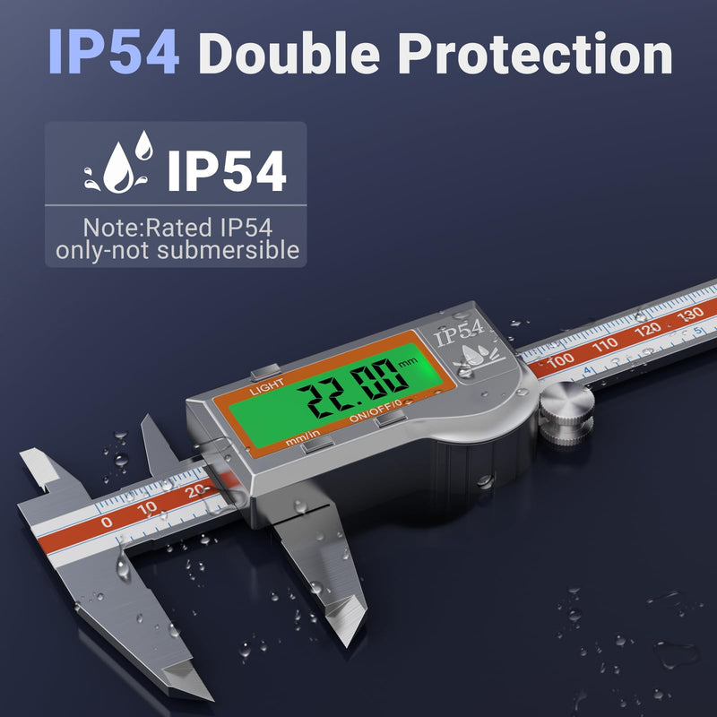 [Australia - AusPower] - Preciva Digital Vernier Caliper 150 mm IP54 - Electronic Calliper Made of Stainless Steel with LCD Display, Backlight and Fine Adjustment Precision Caliper 