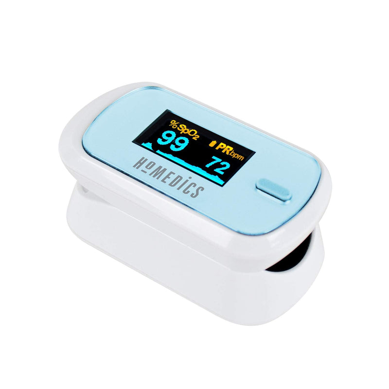 [Australia - AusPower] - HoMedics Pulse Oximeter / Finger Oximeter for Measuring Oxygen Saturation - Oxygen Meter Finger Including Pulse Rate, Perfusion Index and Pulse Bar - Practical Heart Rate Measurement for Home 