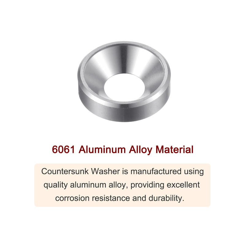 [Australia - AusPower] - 30pcs Countersunk Washer M5 Anodized Aluminum Alloy Finishing Washers, Screw Gaskets for Mechanical Accessories Parts, Silver 