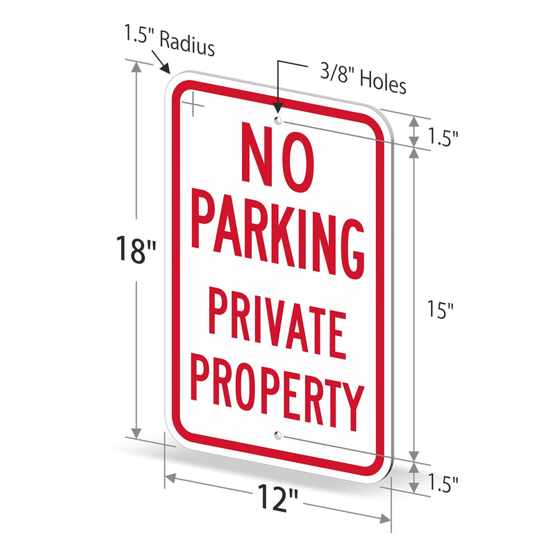 SmartSign - K-1667-EG-12x18-D2 "No Parking - Private Property" Sign | 12" x 18" 3M Engineer Grade Reflective Aluminum 12" x 18" - EG Reflective Aluminum