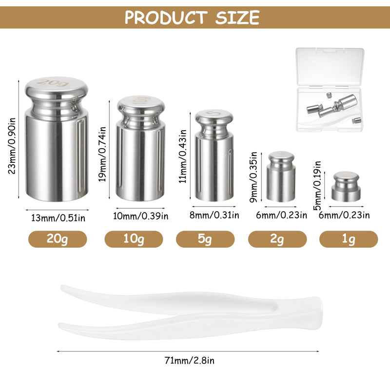 [Australia - AusPower] - Calibration Weights, Calibration Weights, Calibration Weights Set, Calibration Weights Set, Measuring Weight, Test Weights, Oak Weight for Precise Calibration Balance, 1 g 2 g 5 g 10 g 20 g 