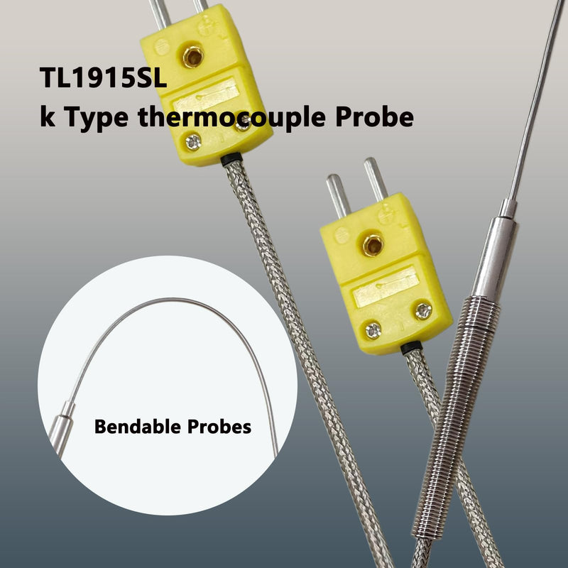 [Australia - AusPower] - TL1915SL k Type thermocouple Probe Length 6in / 0.06in /40 in Flexible Thermocouple -40℉~1230℉（2pcs） 