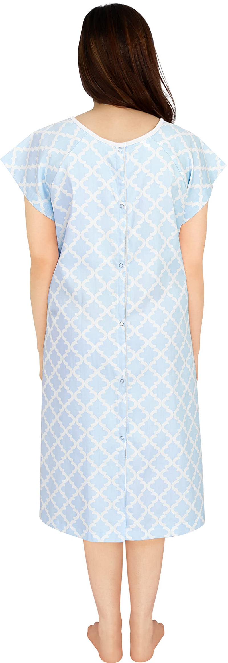 [Australia - AusPower] - NY Threads Women's Hospital Gown Soft and Stylish Patient Gown Small-Medium Moroccon Tile - Blue 