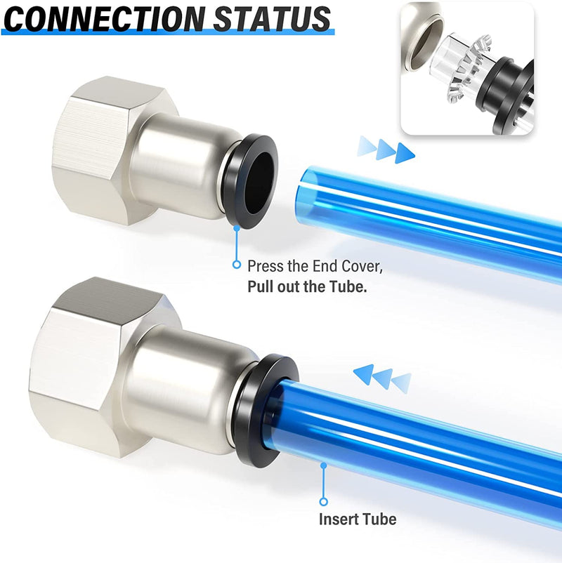 [Australia - AusPower] - TAILONZ PNEUMATIC Female Straight 1/4 Inch Tube OD x 1/4 Inch NPT Thread Push to Connect Fittings PCF-1/4-N2(Pack of 10) 1/4"OD-1/4"NPT 
