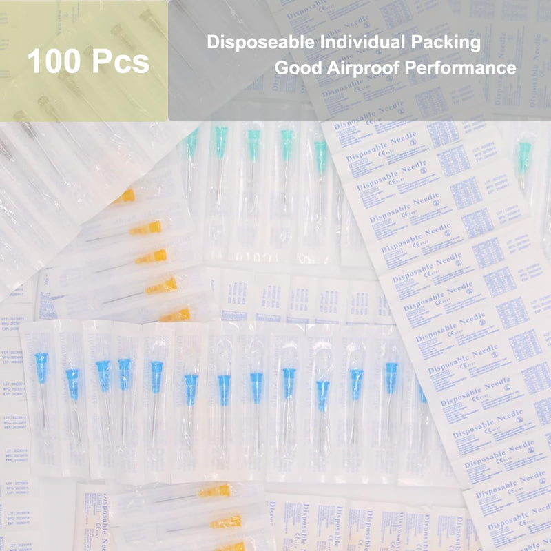 [Australia - AusPower] - 18 Gauge 1 inch Needle (100Pack) Luer Lock Industrial Dispensing Accessories, Individual Package 18G-1 IN 25mm 