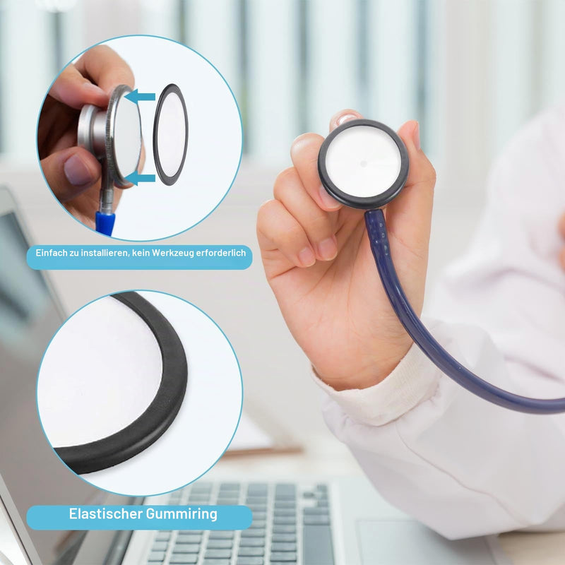 Stethoscope Replacement Parts Compatible with Littman Classic 3, Cardiology 3 & Cardiology 4, 2 Bell Membrane Cover + 4 Eartips