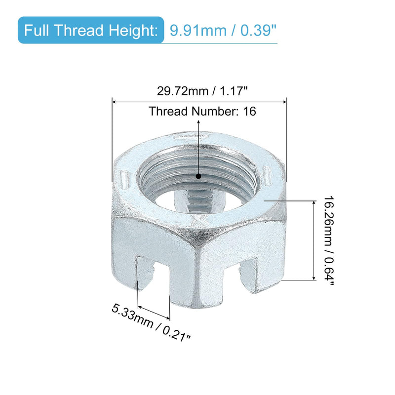 [Australia - AusPower] - uxcell 3/4-16 UNF Hexagon Slotted Nut, Grade 6.8 Zinc-Plated Carbon Steel Hex Nuts Good for Machinery Repairing, Silver, 2Pcs 2 
