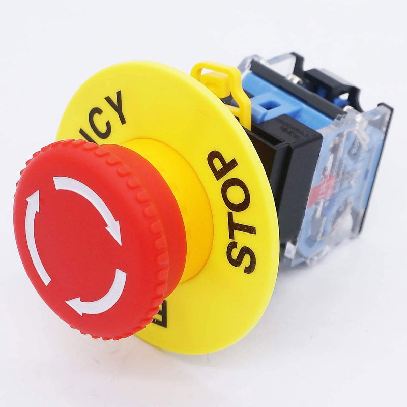 [Australia - AusPower] - Taiss /not off switch 22 mm red mushroom 1NO 1NC AC 440V 10A LA38-11ZS 