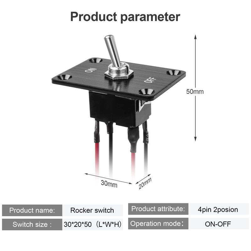 [Australia - AusPower] - Button Switch Rocker Switch Toggle Switch Four Pin Two Position ON/Off Prewired Power Transfer Switch with Mounting Plate,Waterproof Cap. On-Off 