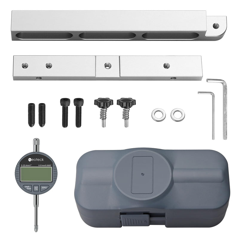[Australia - AusPower] - Neoteck Digital Dial Gauge 25.4 mm Table Saw Gauge with 0.75 Inch Width Anodised Aluminium Rod for Aligning and Calibrating Workshop Machines Table Saws Band Saws and Drill Presses Silver 0-25.4 mm (0-1 inch) 