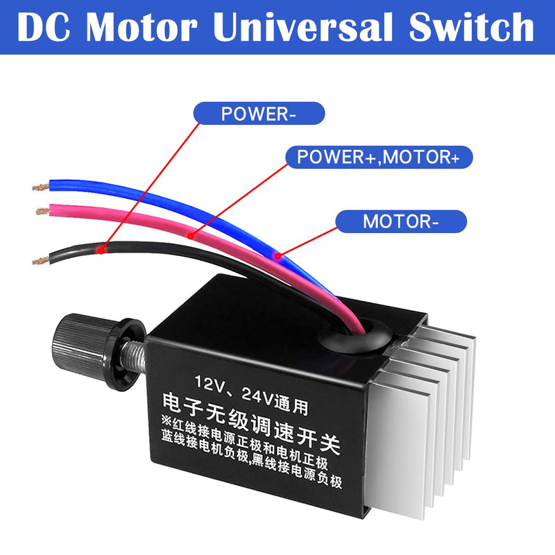 2pcs 12V/24V DC Motor Speed Controller Universal,Knob Screw Electronic Stepless Speed Regulator Switch,Adjustable Motor Speed, Automobile Fan HeaterControl, Fans Speed Regulation 2pcs