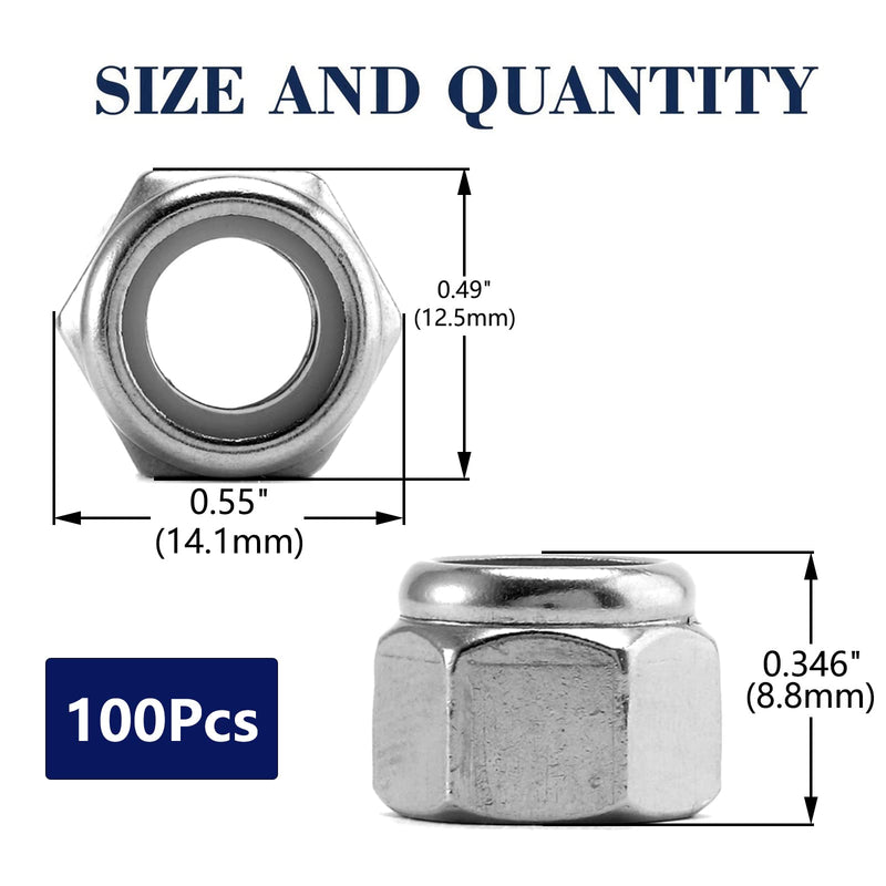 [Australia - AusPower] - 5/16-18 Nylon Insert Hex Lock Nuts 100Pcs 304 Stainless Steel Locknuts, Hex Drive, Bright Finish, by SG TZH 100 5/16-18 