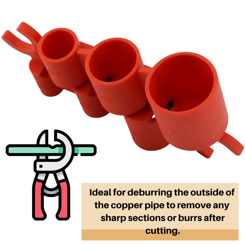 [Australia - AusPower] - U.S. Solid Deburring Pipe and Depth Gauge Tool, Copper, CPVC, PE-RT, HDPE, PEX,1/4", 3/8" 1/2", 5/8",3/4" and 1" Sizes 