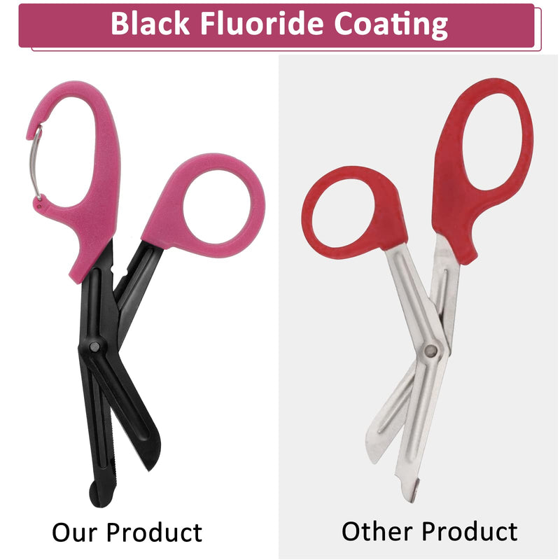 [Australia - AusPower] - 2 Pack Trauma Shears, 5.8 Inch Stainless Steel Medical Scissors, Bandage Scissors with Carabiner, Nursing Scissors Surgical Scissors for Nurses, Doctors, Nursing Students, EMT and EMS(Black+Burgundy) 