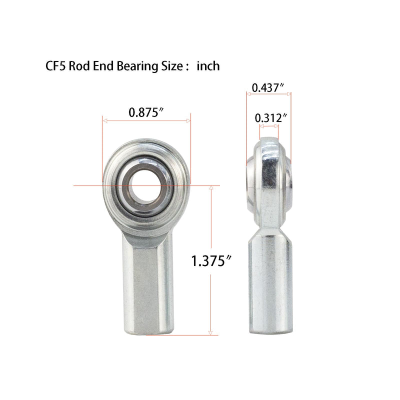[Australia - AusPower] - CF5 Rod End Bearing Heim Joints, 5/16 x 5/16-24 Right Hand Female Thread Heim Joint with Jam Nuts 2pcs 5/16" CFT 
