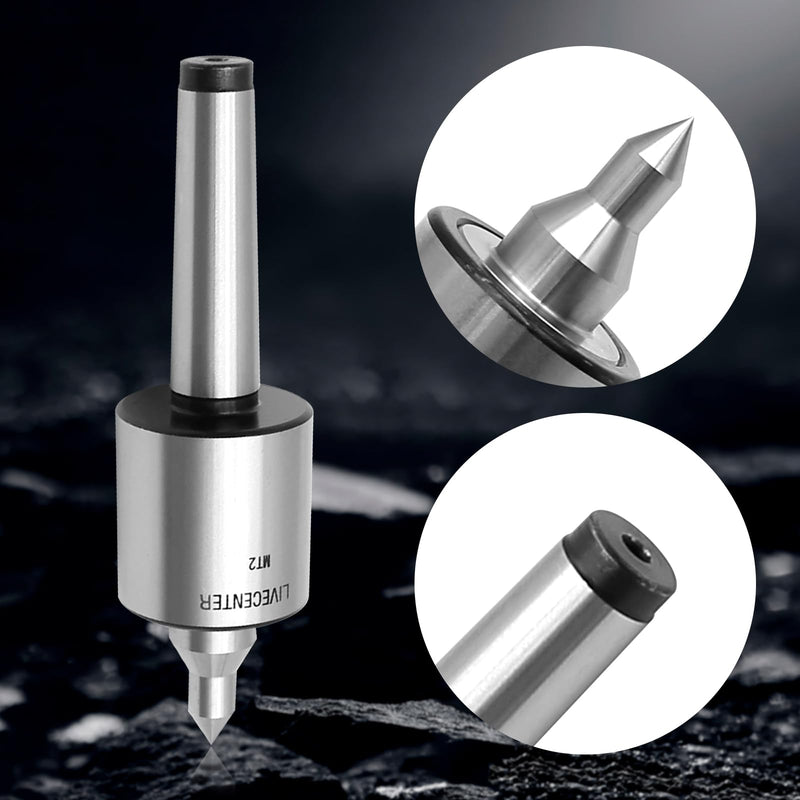 [Australia - AusPower] - MT2 Live Center 2MT 60 Degree Morse Taper 2 Live Center 220 LB Load Capacity Precision 0.000197'' CNC Long Spindle Lathe Tool 