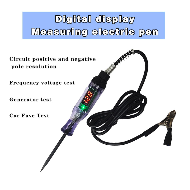 [Australia - AusPower] - 1 PC Car Digital Display LED Circuit Test Pen, Circuit Detection 3V-70V Multi-Functional Induction Long Probe, Voltage Continuity Test for Wires Fuse Socket, Universal for Most Cars (Black) 1 PC #3V-70V Black 