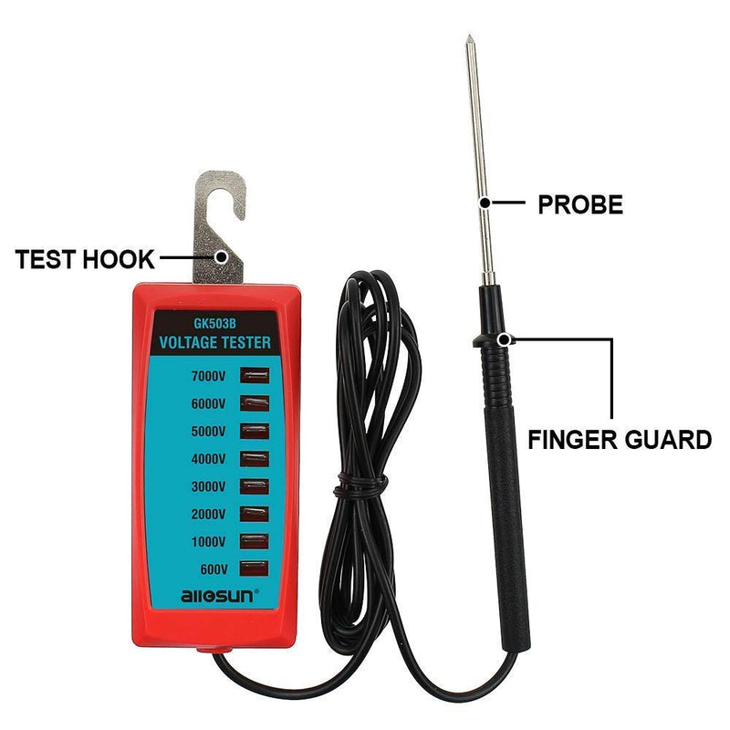 [Australia - AusPower] - ALLOSUN Electric Fence Tester Fault Finder Digital Electric Fence Voltage Tester (EM555+GK503B) 