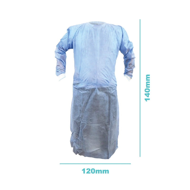 10 x Disposable Waterproof 40 GSM Protective Gowns - Non-Woven Fabric with 25% Polypropylene & 15% Polyethylene - CE One Size - Protection Category Class I - Professional Quality - Blue - Dmm-Europe