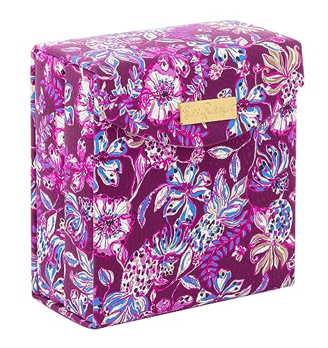 Lilly Pulitzer Travel Jewelry Case Organizer, Vegan Leather Jewelry Box for Women, Cute Jewelry Organizer Holds Necklaces, Rings, Bracelets, Small Jewelry Roll (Amarena Cherry) Amarena Cherry