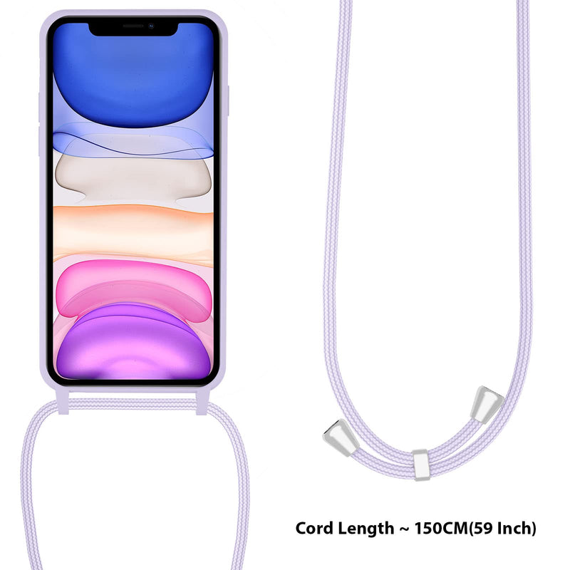 [Australia - AusPower] - UEEBAI Crossbody Lanyard Phone case for iPhone 14 6.1 inch, Silicone Phone Cover with Adjustable Necklace Strap Soft Belt Neck Cord Lanyard Shockproof Protective Case - Mauve 