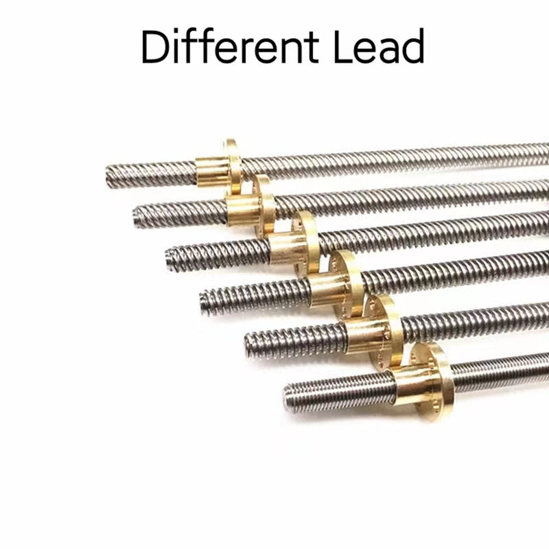[Australia - AusPower] - 2Pcs Tr8x8 Lead Screw T8 x 8 T8 8mm 19.69inch /500mm Length with Brass Nuts (Acme Thread, Pitch of Screws: 2mm, Lead: 8mm, 4 Starts) Used in 3D Printer Z Axis L: 19.69 inch /500mm 2 Pcs T8 x 8 